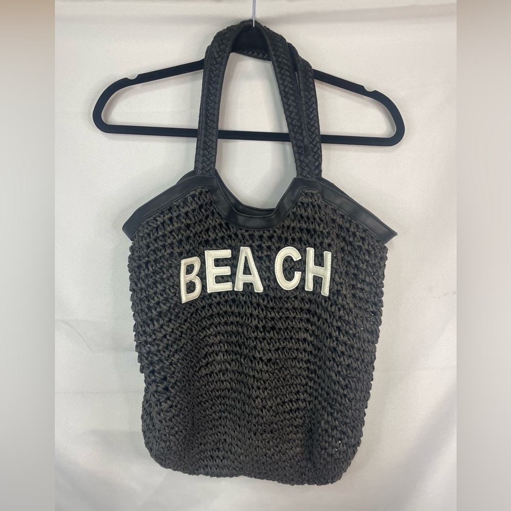 BEACH Bag, the cutest black woven boho styled shoulder bag. Fairly large and FAB